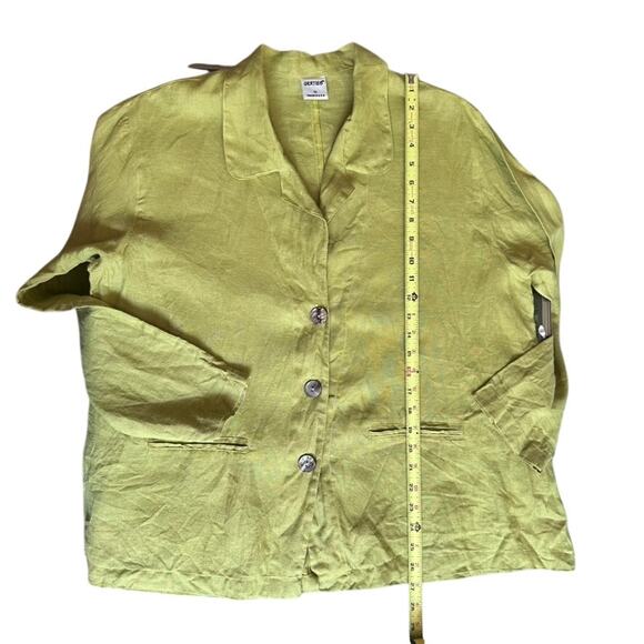 GERTIES 100% Linen Button Front Jacket Lime Green Long Sleeve Made in USA M - Picture 5 of 6